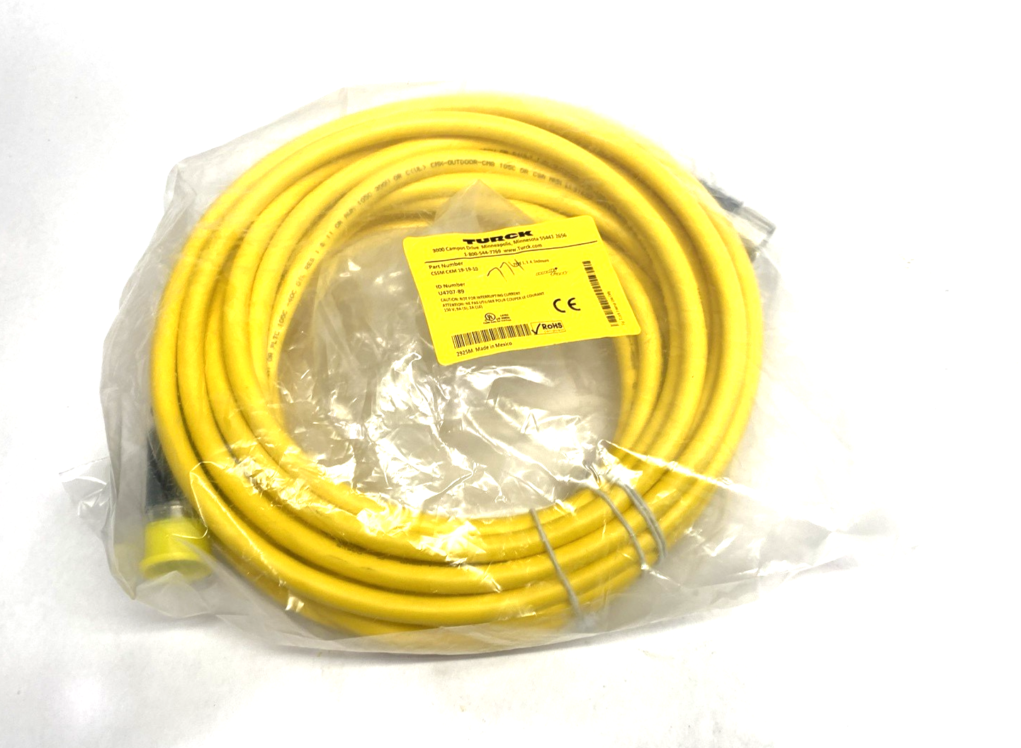 CSSM CKM 19-19-10 | Turck Multifast Double-Ended Connection Cable 19-Pin U4704-10 - New – Open box - Maverick Industrial Sales