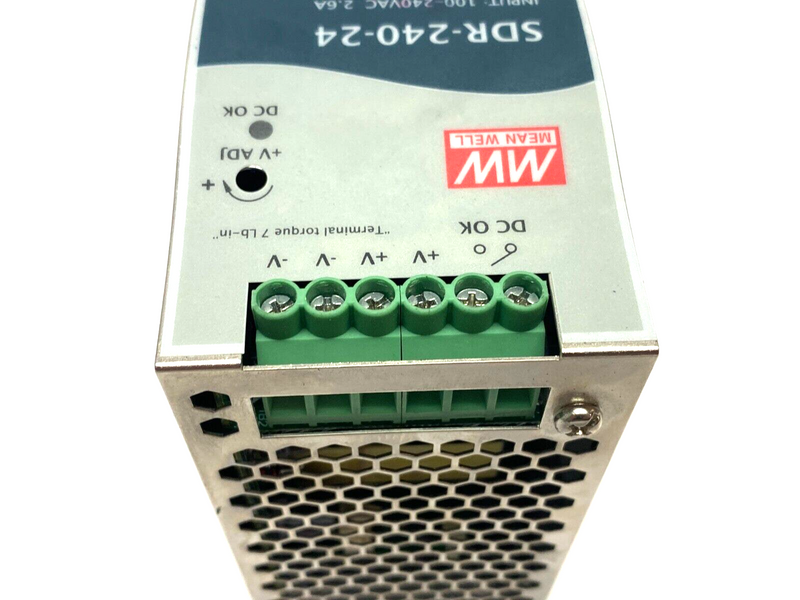 Mean Well SDR-240-24 Industrial DIN Rail Power Supply 100-240VAC 2.6A Input - Maverick Industrial Sales