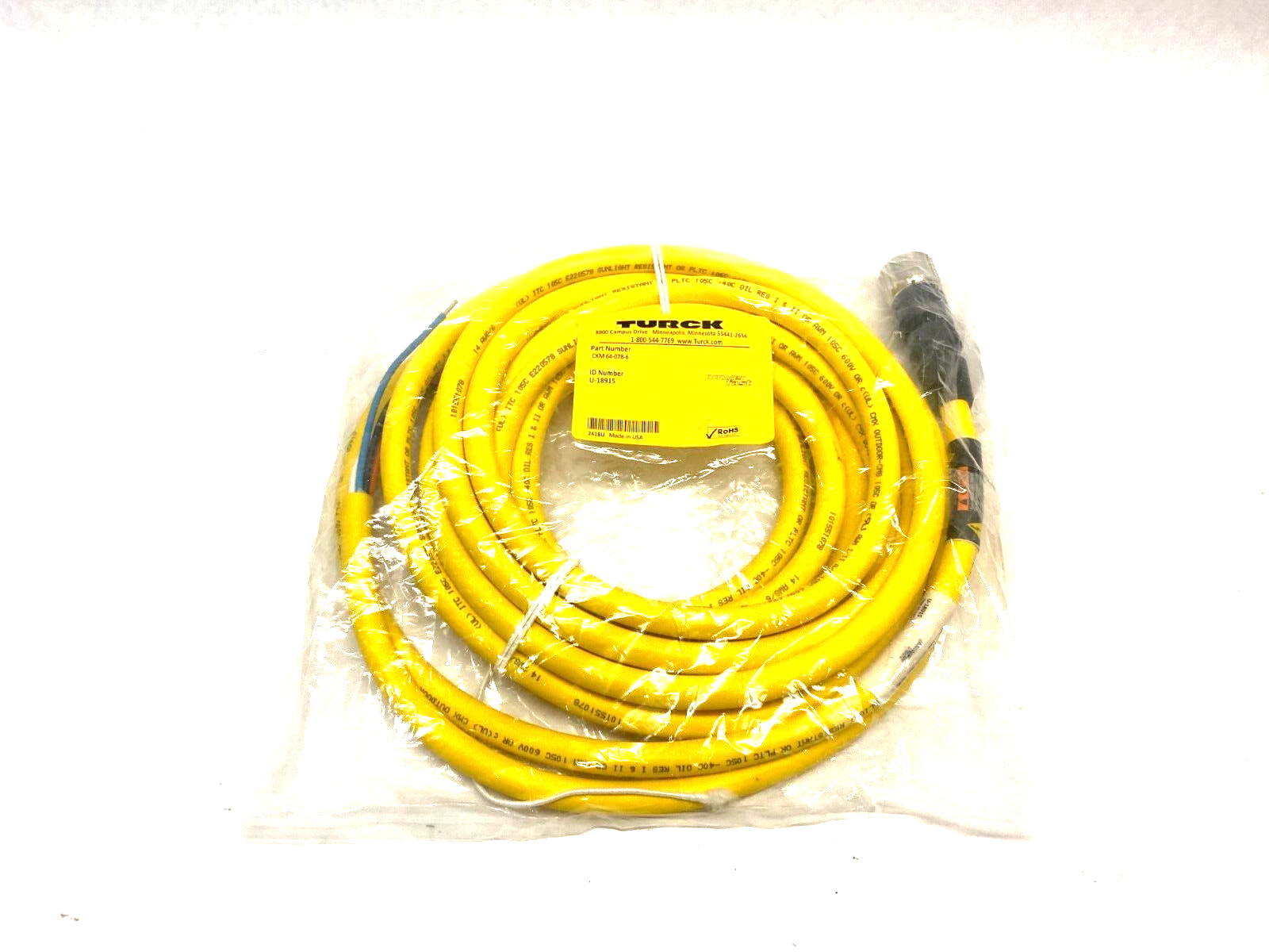 Turck CKM 64-078-6 Powerfast Single Ended Cordset M23 Straight Female U-18915 - Maverick Industrial Sales