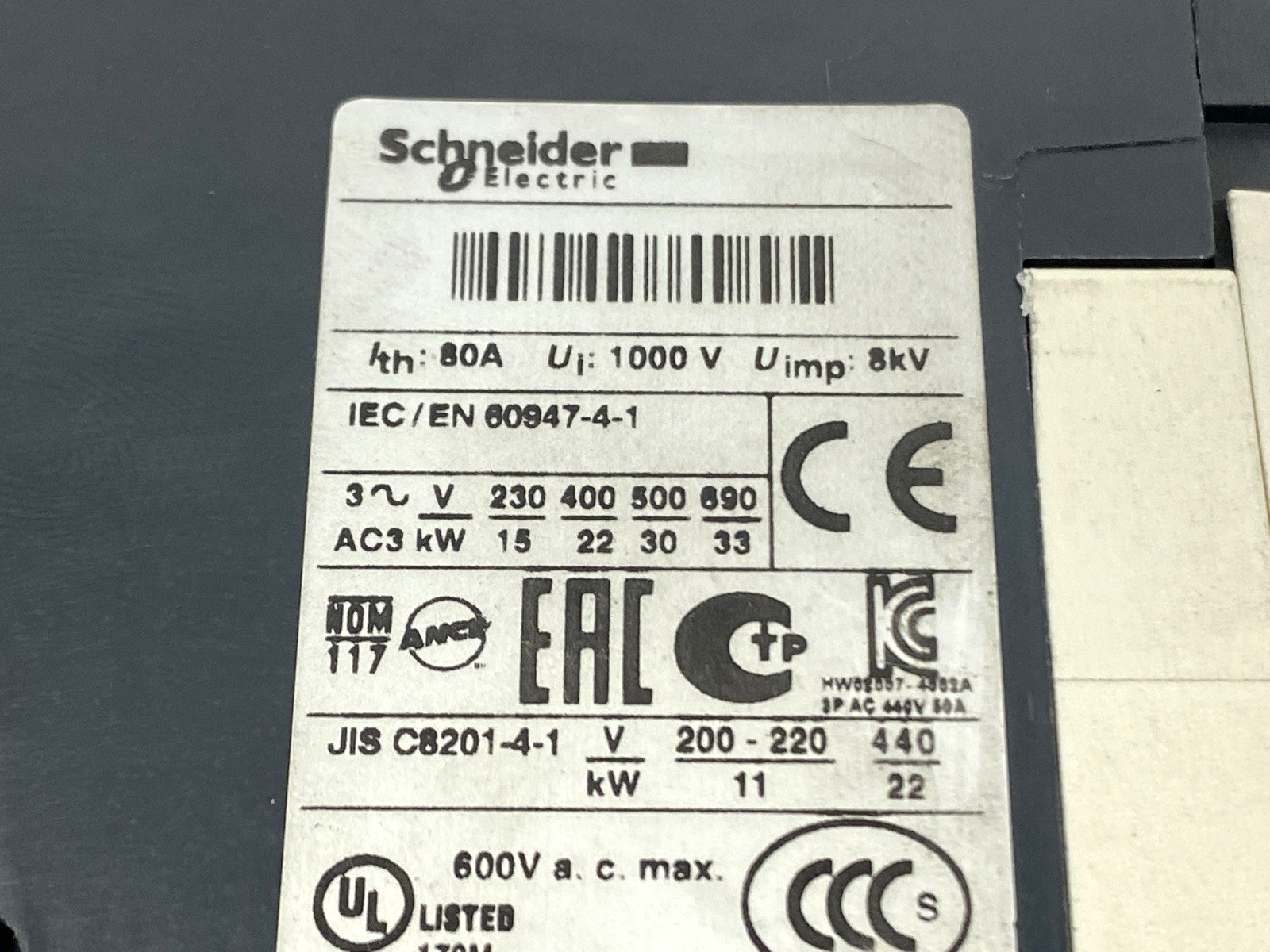 Schneider Electric LC1D50 IEC Contactor DAMAGED - Maverick Industrial Sales