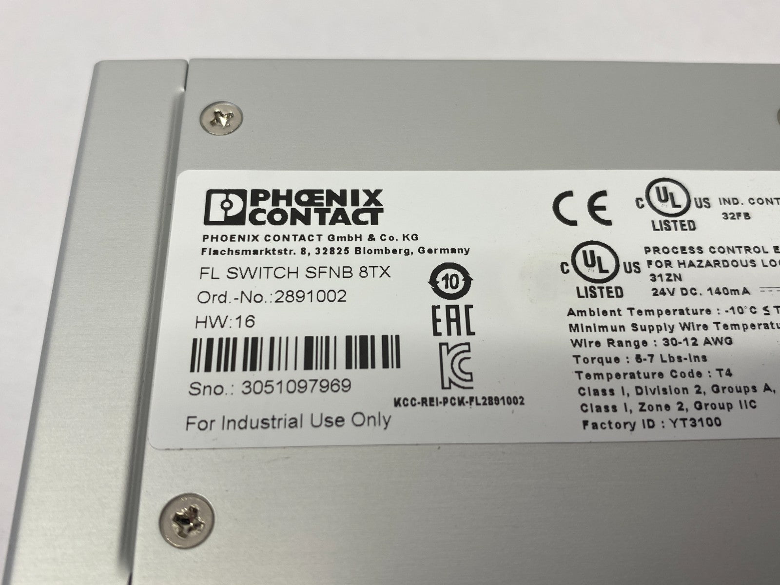 Phoenix Contact FL SWITCH SFNB 8TX Industrial Ethernet Switch 8-Port 2891002 - Maverick Industrial Sales