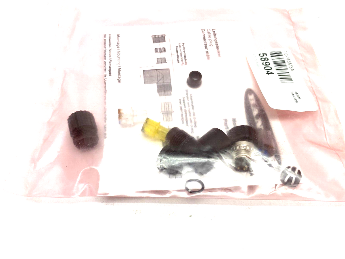 FIC-M8M3A,58904 | Banner FIC-M8M3A Field Wireable Connector Right Angle Male 3-Pin 58904 - New - Maverick Industrial Sales