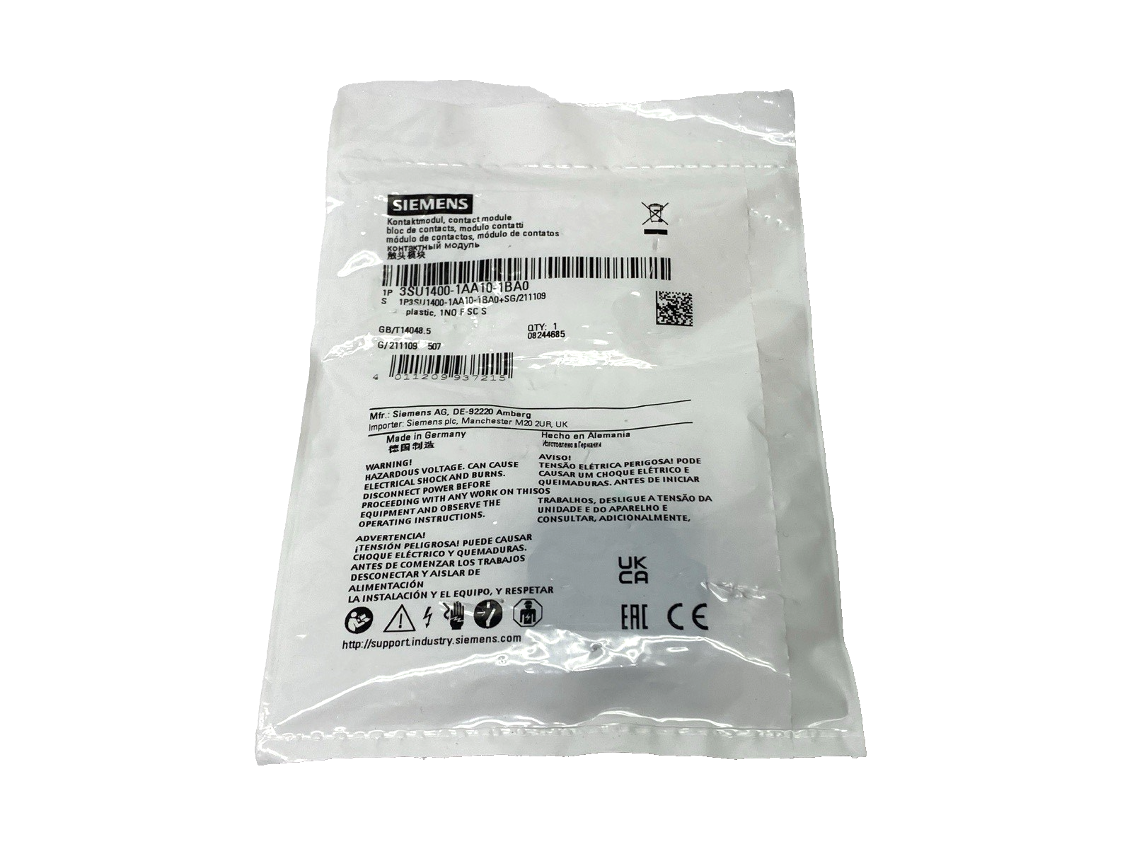 Siemens 3SU1400-1AA10-1BA0 Contact Module - Maverick Industrial Sales