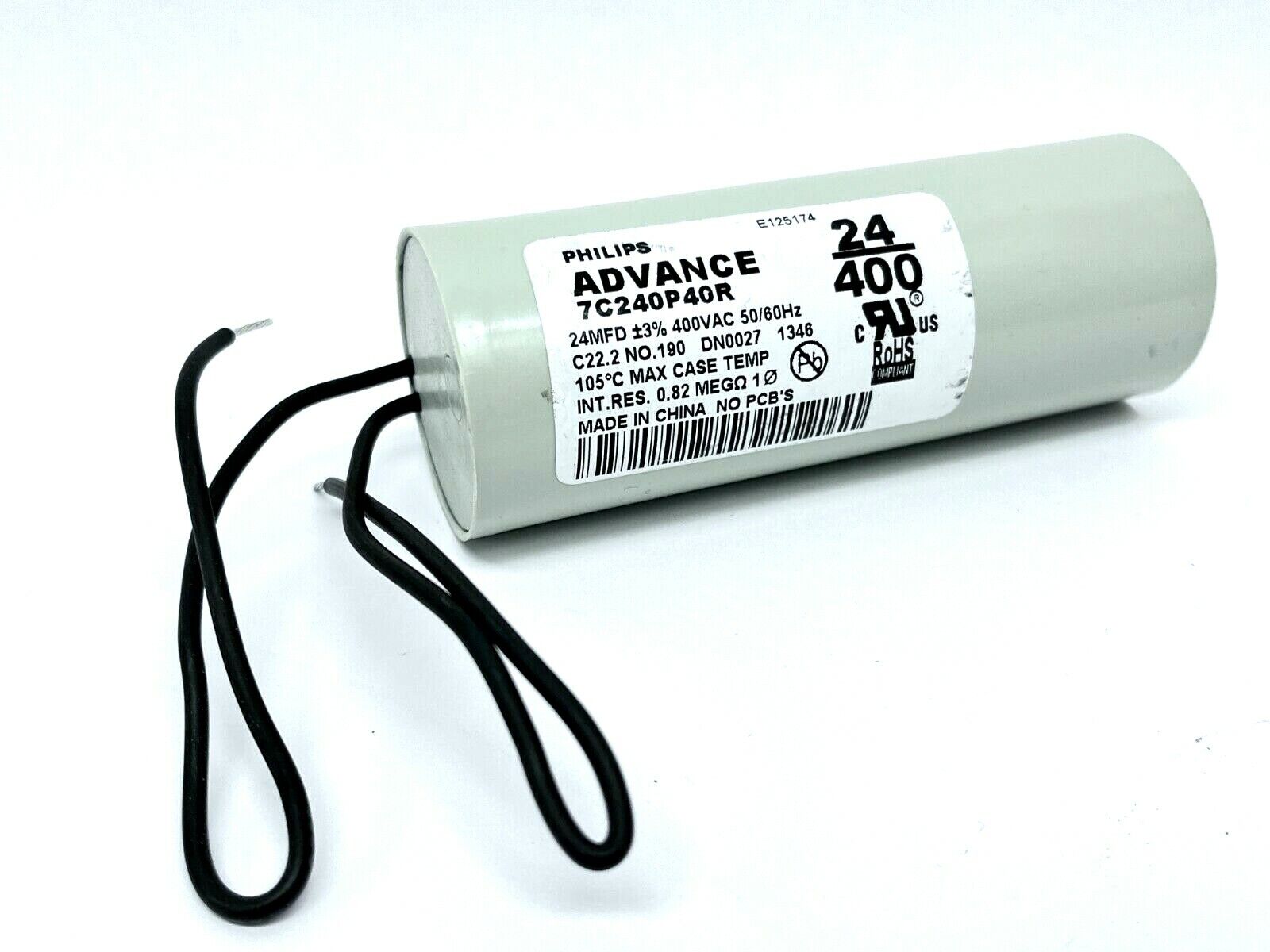 Philips 7C240P40R Advance Dry Film Ballast Capacitor 24MFD 400VAC - Maverick Industrial Sales