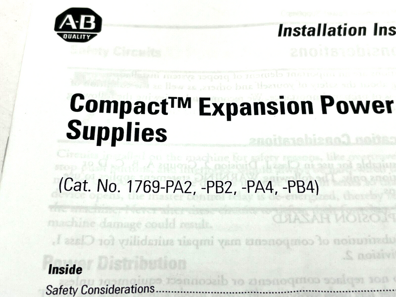 Allen Bradley 1769-IN028A-EN-P Installation Instruction Manual 1769-PA2 - Maverick Industrial Sales