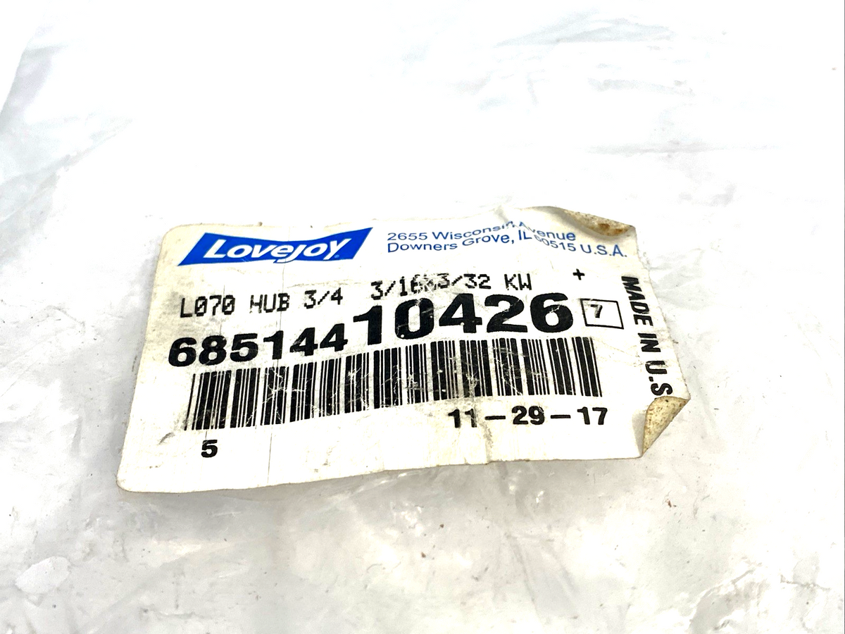 685144104267 | LoveJoy L070 HUB 3/4 3/16X3/32KW Jaw Coupling Hub 3/4" Bore 68514410426 5-PK - New – Open box - Maverick Industrial Sales