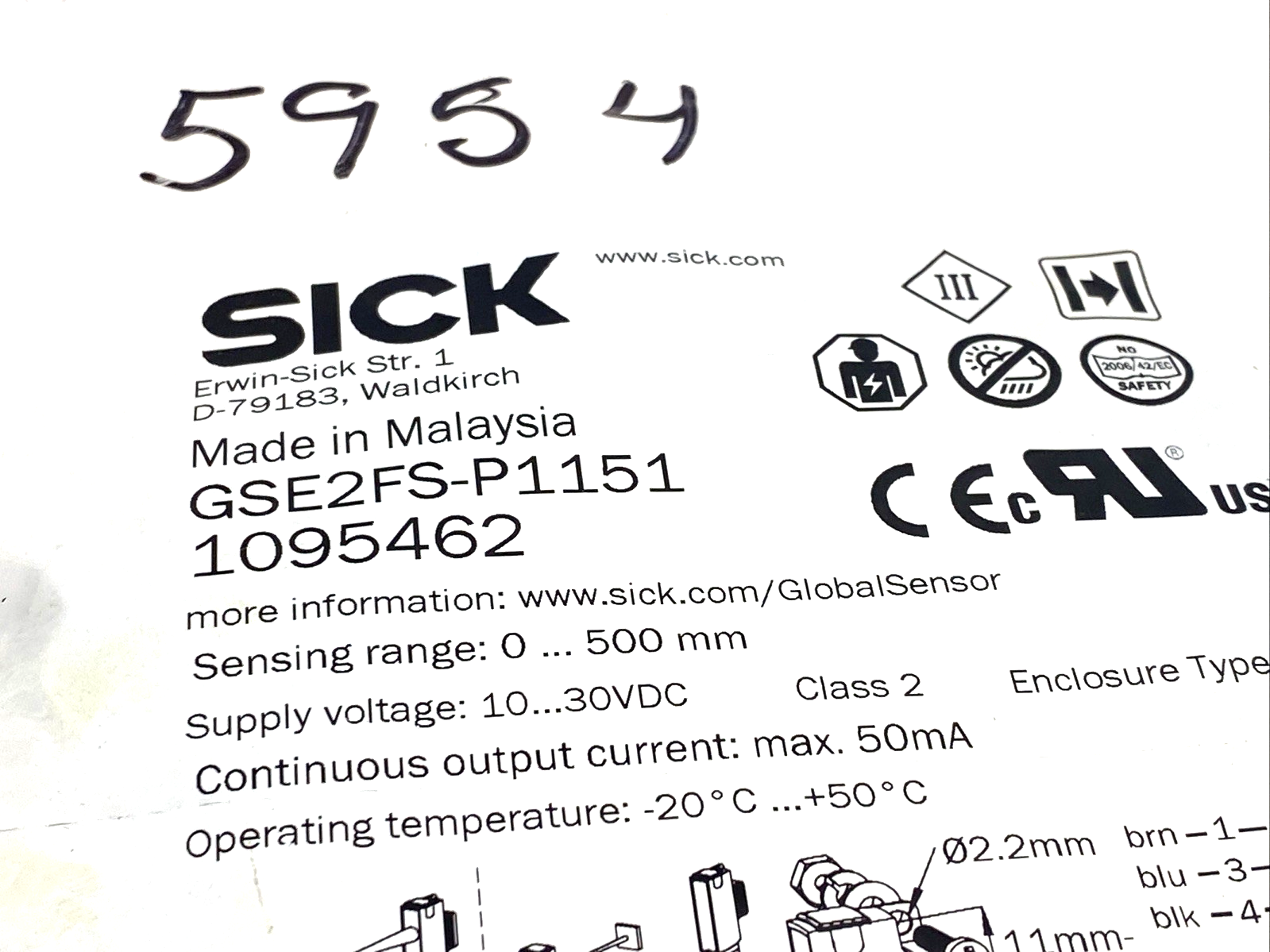 Sick GSE2FS-P1151 Miniature Photoelectric Sensor PNP 1095462 - Maverick Industrial Sales