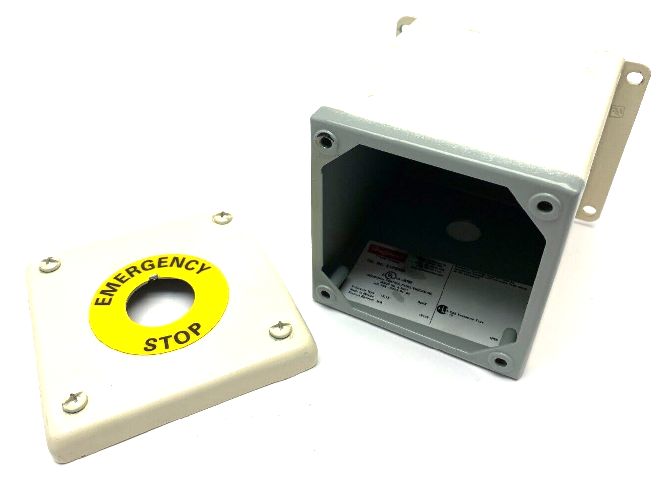 Hoffman E1PBXM Extra Deep Emergency Push Button Enclosure White - Maverick Industrial Sales