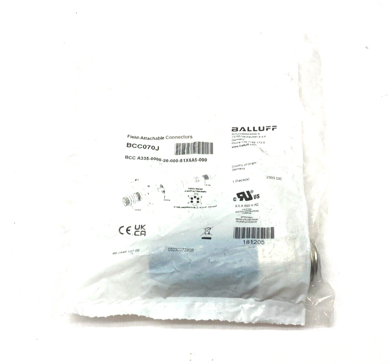 Balluff BCC070J Attachable Connector 5-Pin BCC A335-0000-20-000-51X5A5-000 - Maverick Industrial Sales