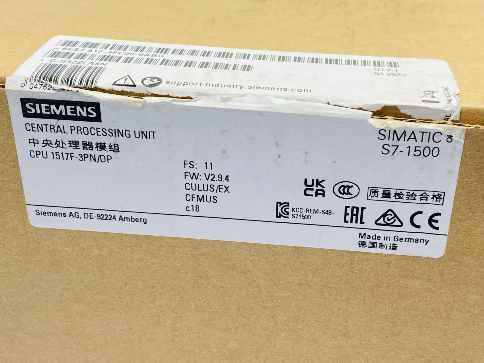 Siemens 6ES7 517-3FP00-0AB0 SIMATIC Central Processing Unit S7-1500 - Maverick Industrial Sales