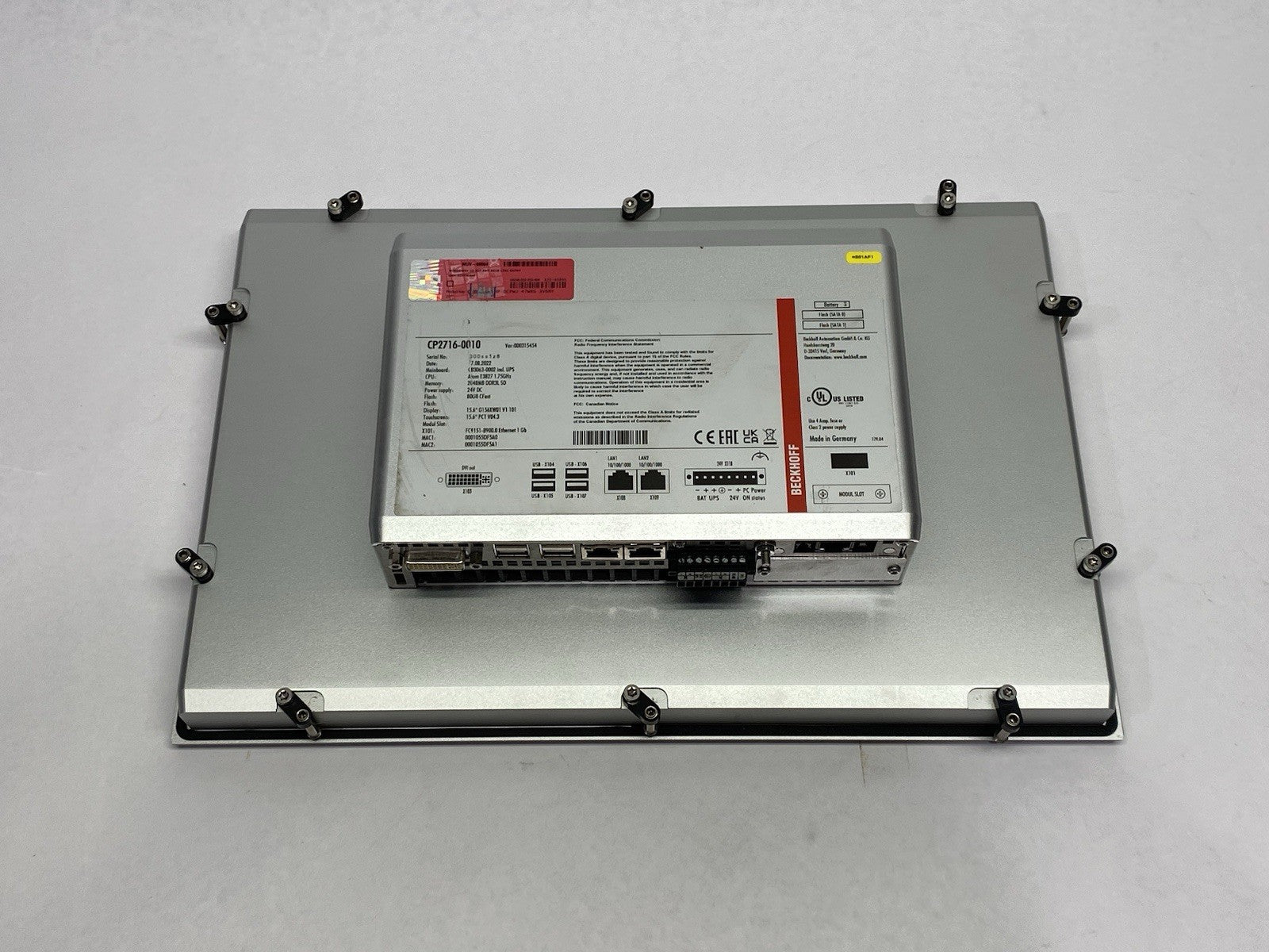 CP2716-0010 | Beckhoff Fanless Multi-Touch Built-In Panel PC 15.6" Display 2 CFast - Used - Maverick Industrial Sales