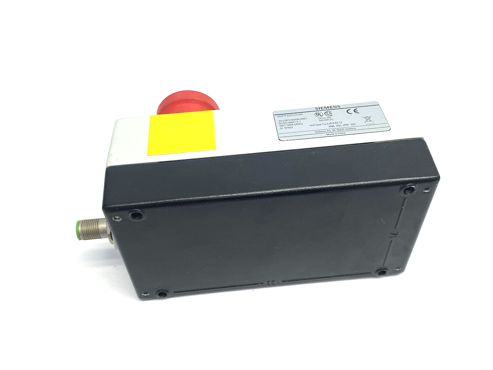 3SU1853-0AA00-0AB1 | Siemens Enclosure w/ E-Stop, Dual Illuminated Pushbuttons - Used - Maverick Industrial Sales