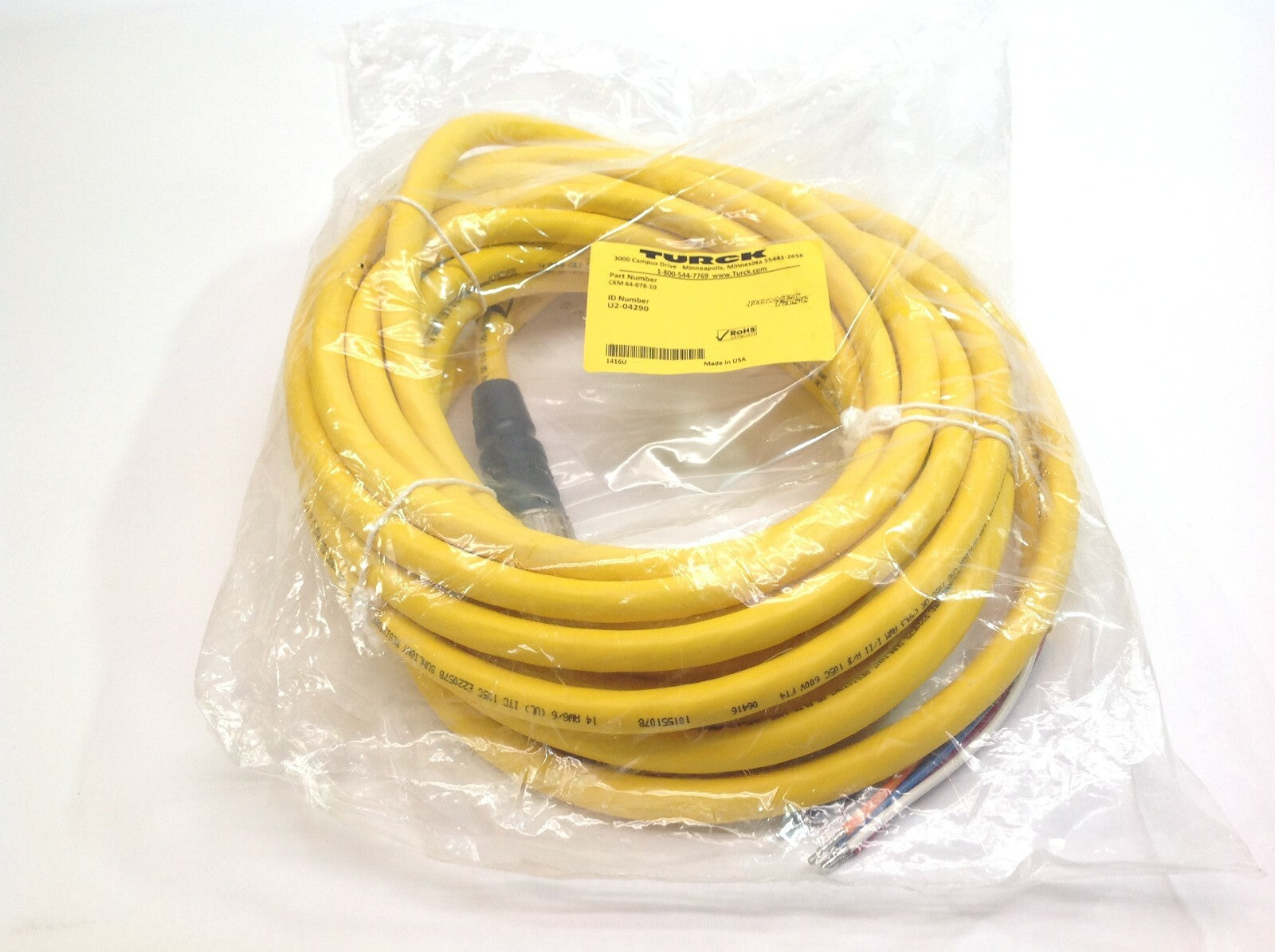Turck CKM 64-078-10 Cordset 6 Pole Female To Free End U2-04290 - Maverick Industrial Sales
