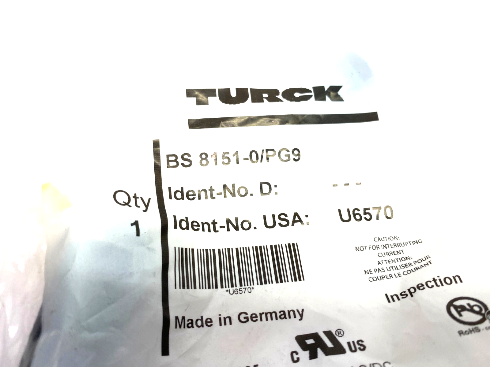 Turck BS 8151-0/PG9 Field Wireable Connector M12 5-Pin Male U6570 - Maverick Industrial Sales