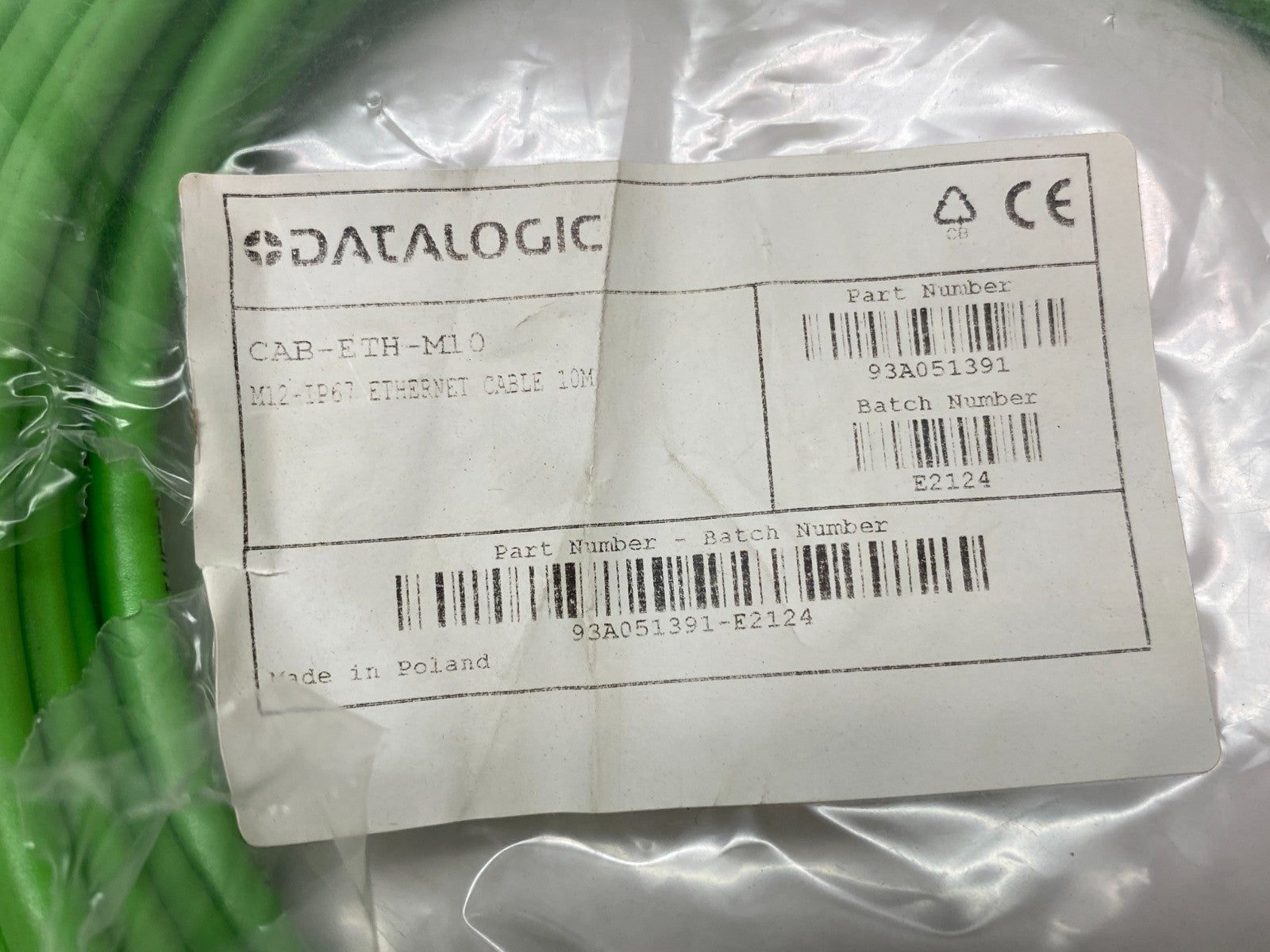 Datalogic 93A051391 Ethernet Cable M12-IP67 10m Length CAB-ETH-M10 - Maverick Industrial Sales