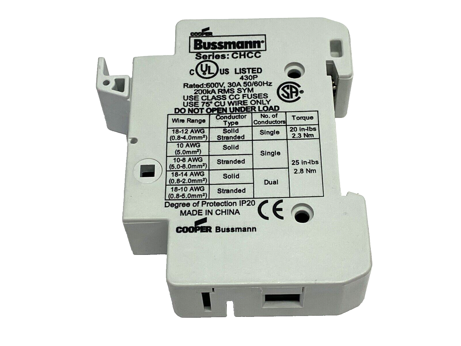 Cooper Bussmann CHCC 1-Pole Fuse Holder 600V 30A - Maverick Industrial Sales