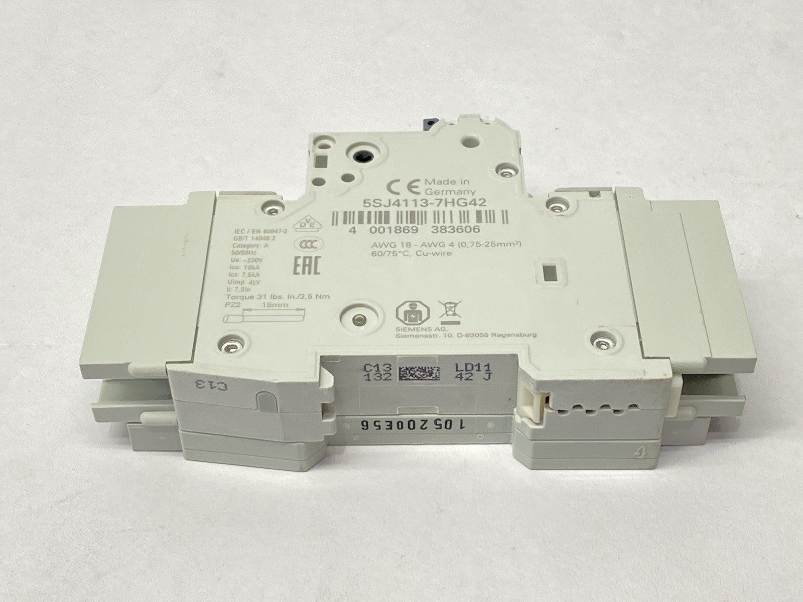 Siemens 5SJ4113-7HG42 Circuit Breaker 1P 13A 277V/489V w/ 5ST3010-0HG Switch - Maverick Industrial Sales