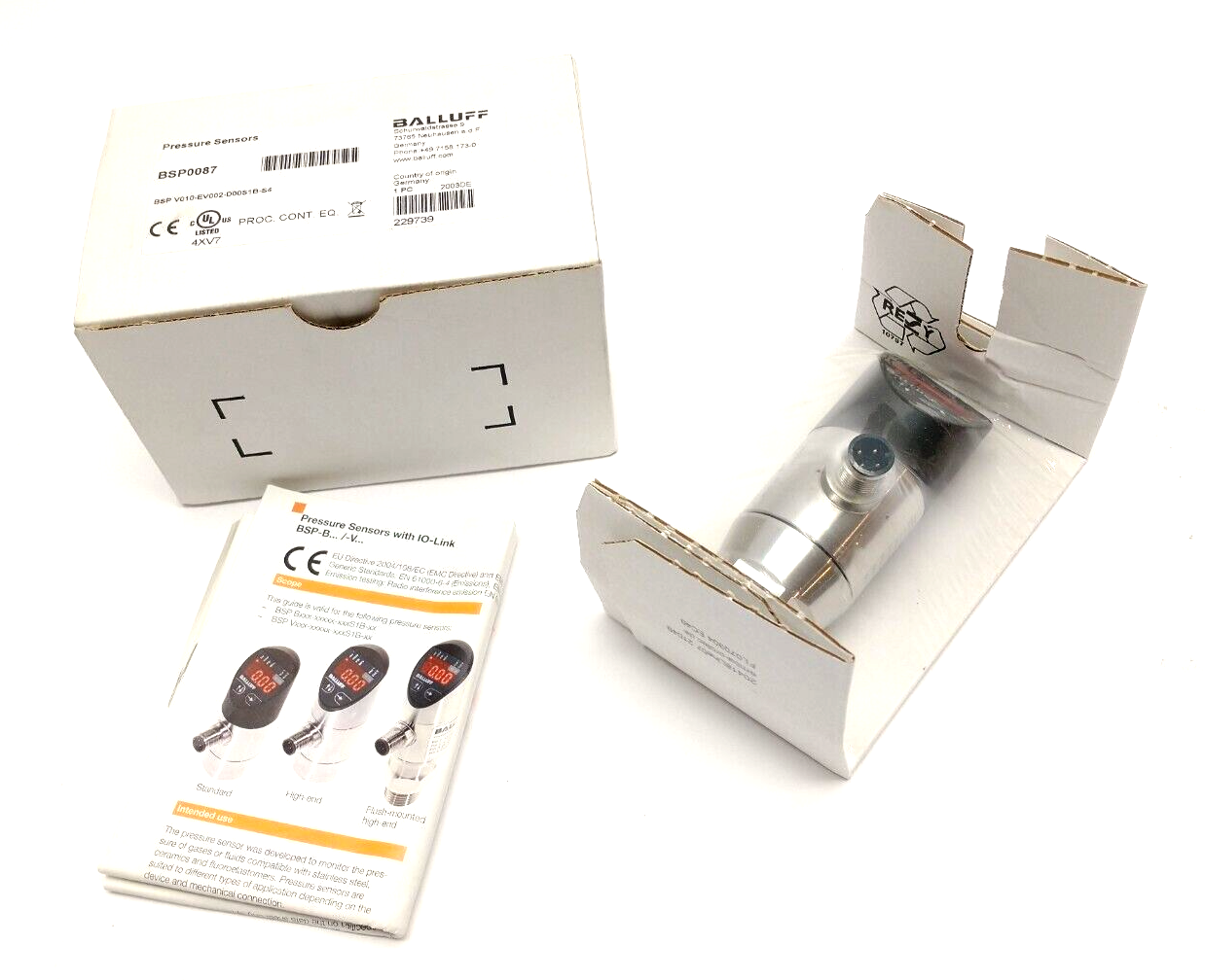Balluff BSP0087 Pressure Sensor w/ Display M12 4-Pin BSP V010-EV002-D00S1B-S4 - Maverick Industrial Sales