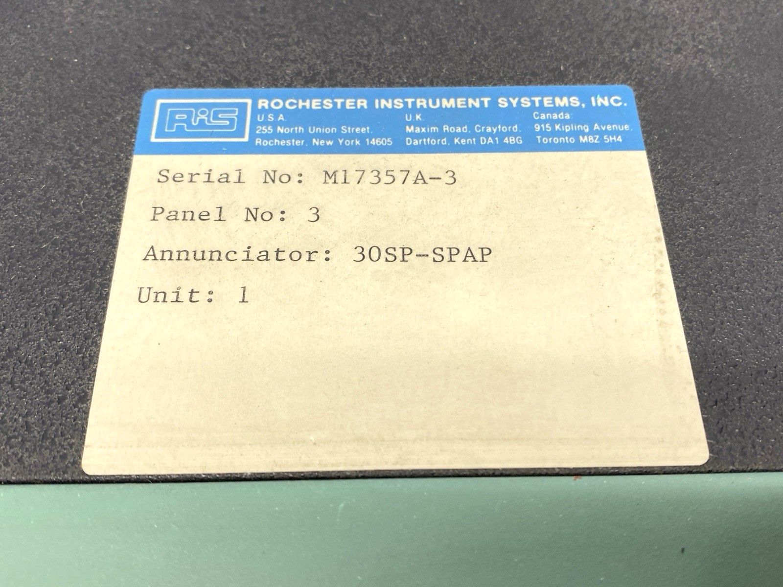30SP-SPAP | Rochester Instrument Systems CNTMT Spray Annunciator - Used - Maverick Industrial Sales