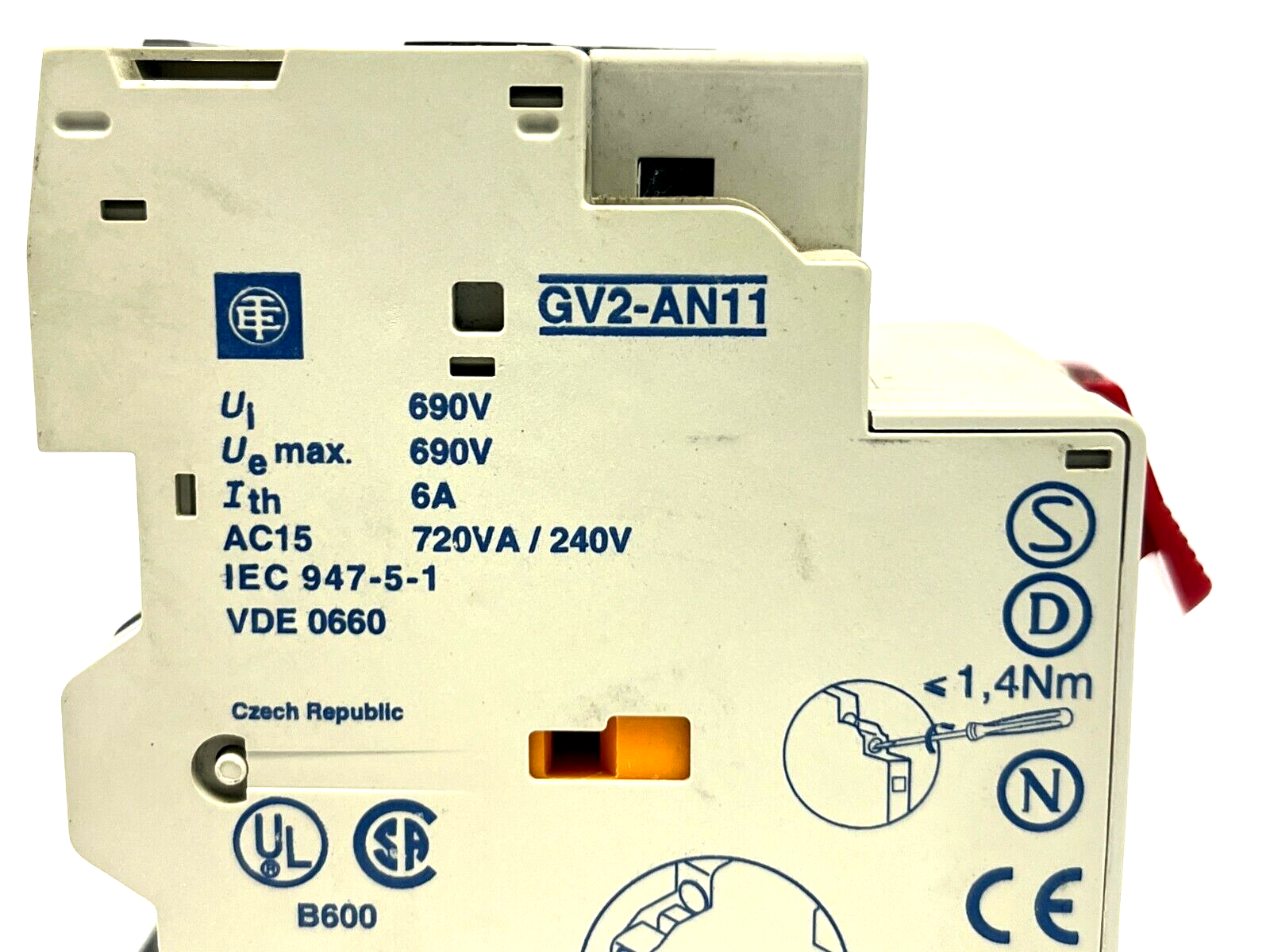 Telemecanique GV2-M08 Motor Circuit Breaker 2.5-4A w/ GV2-AN11 Auxiliary Block - Maverick Industrial Sales