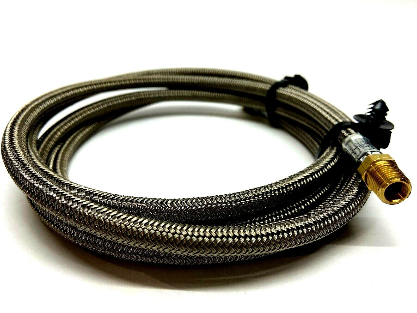 Stainless Steel Braided 6' Hose w/ 7/16" Dual Male Connector Fittings - Maverick Industrial Sales