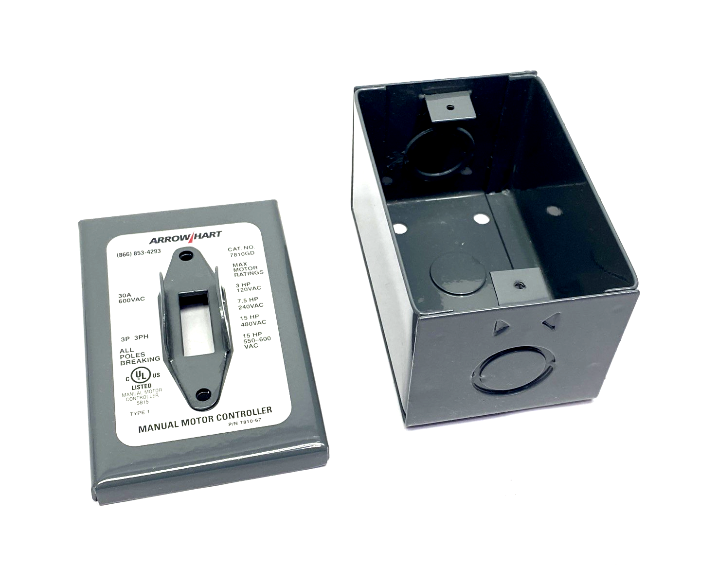 AH7810GD | Eaton Arrow Hart Manual Motor Controller 30A 600V 3P Single Gang 2-Pos. - New – Open box - Maverick Industrial Sales