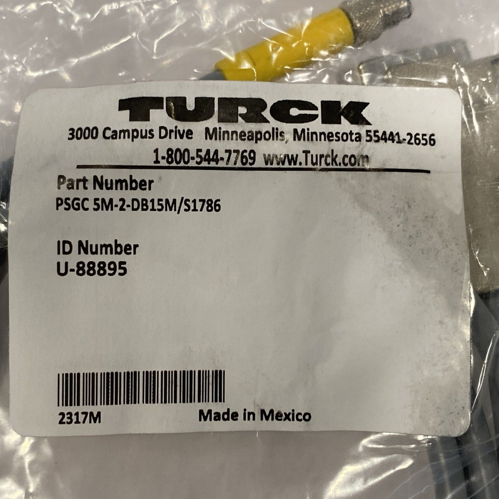 Turck PSGC 5M-2-DB15M/S1786 Cordset 5-Pin M8 Picofast, 15-Pin D-Sub Male U-88895 - Maverick Industrial Sales
