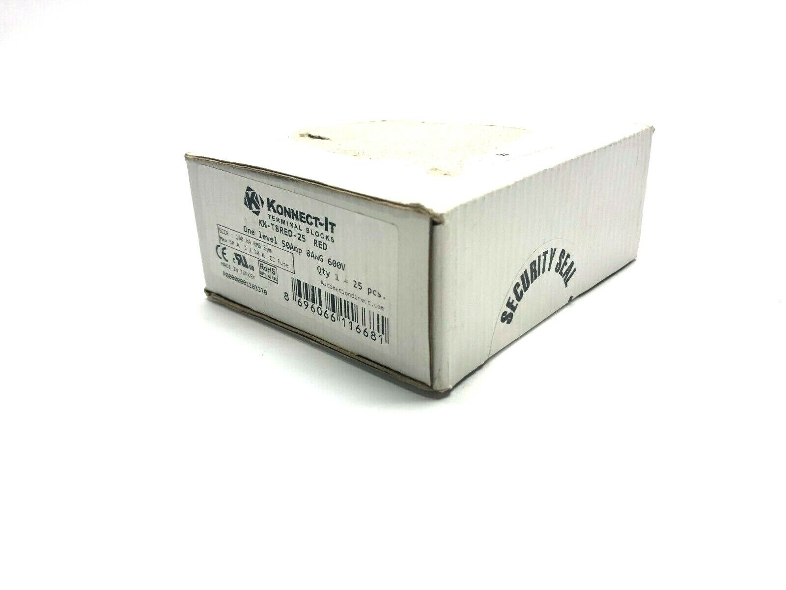 Konnect It KN-T8RED-25 Screw Single Level Terminal Block Red BOX OF 25 - Maverick Industrial Sales