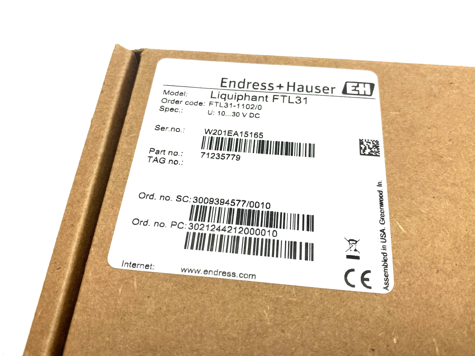 Endress+Hauser FTL31-1102/0 Liquiphant Vibronic Point Level Detection Switch - Maverick Industrial Sales