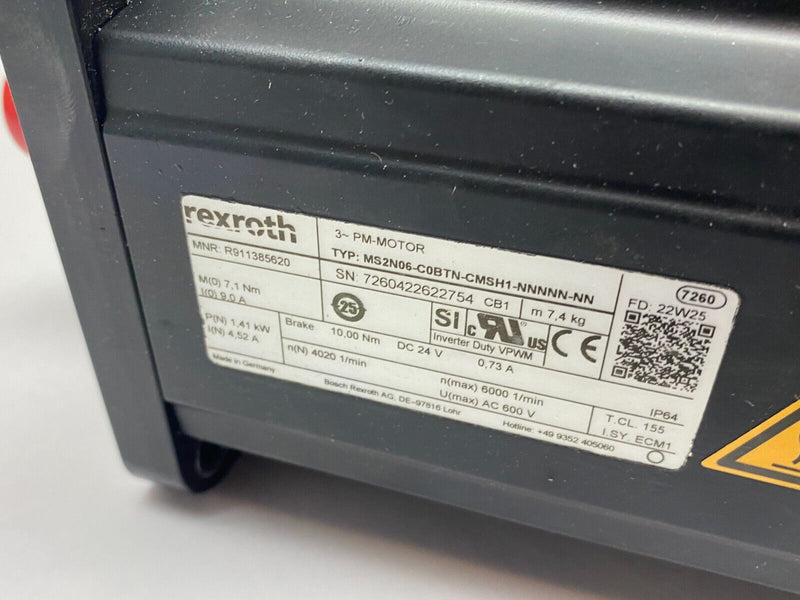 Bosch Rexroth R911385620 Servomotor 3-PM MS2N06-C0BTN-CMSH1-NNNNN-NN - Maverick Industrial Sales