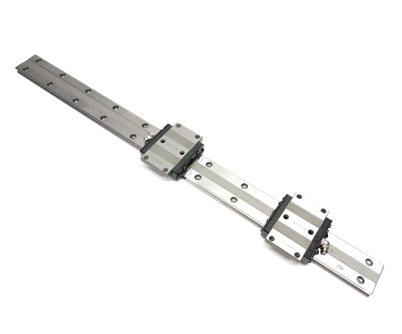 THK HRW21CA2UU+530L Linear Guide Rail Assembly, 530mm Long, Wide Rail, 2 Blocks - Maverick Industrial Sales