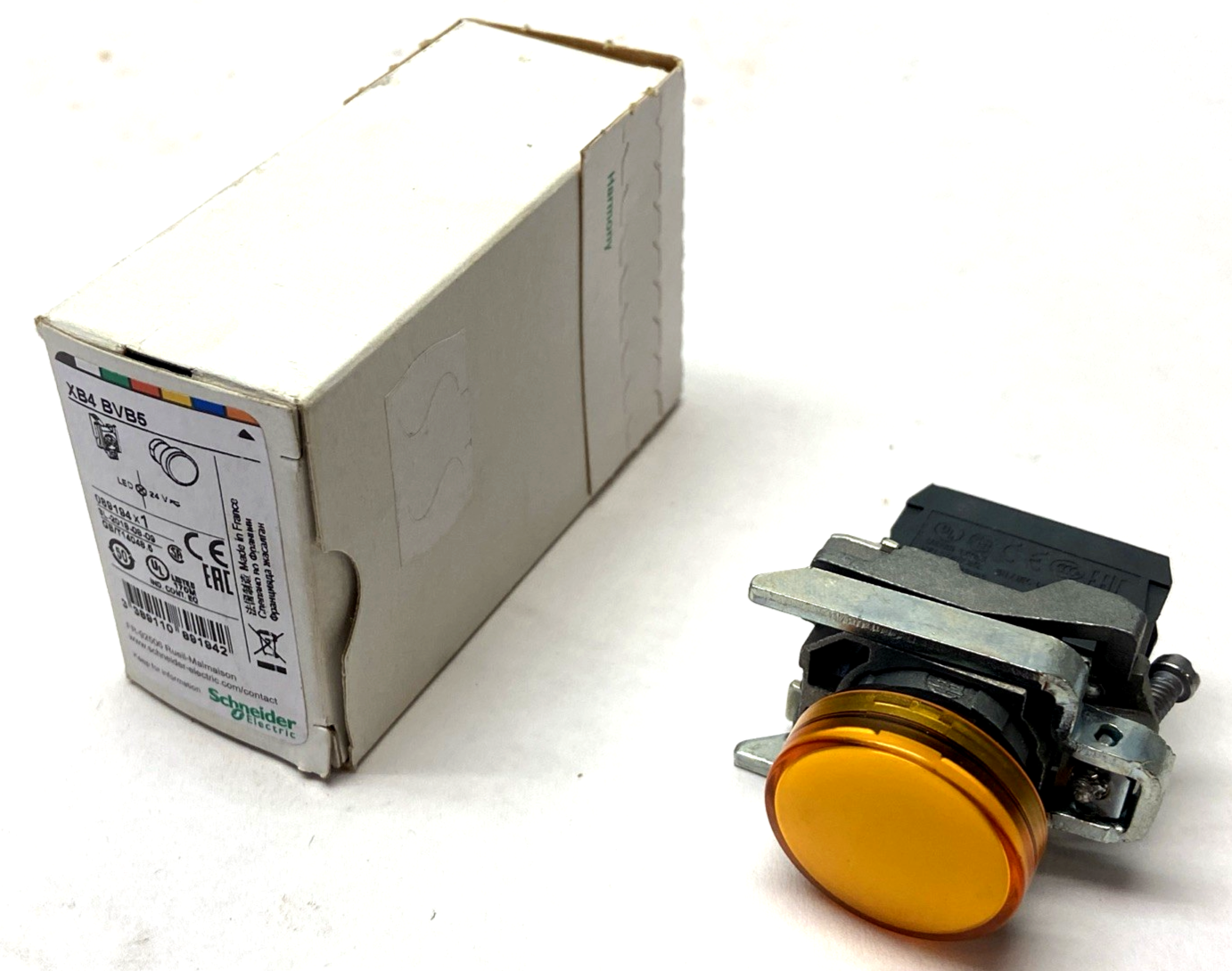 Schneider Electric XB4BVB5 Pilot Light Harmony XB4 Metal Orange 22mm - Maverick Industrial Sales