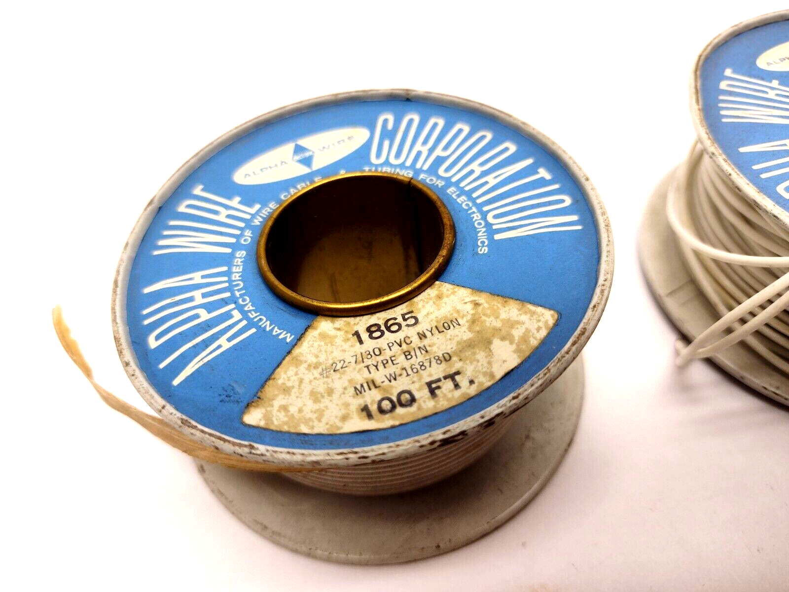 Alpha Wire 1865 22 AWG 7/30 PVC Nylon MIL-W-16878D LOT OF 2 SPOOLS, 11oz Total - Maverick Industrial Sales