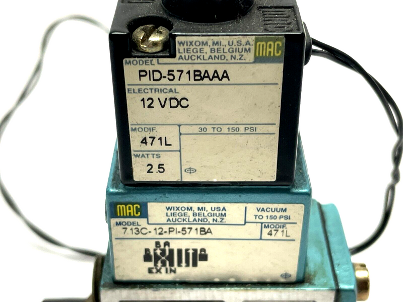 MAC Valves 713C-12-PI-57-1BA Solenoid Valve PID-517BAAA - Maverick Industrial Sales