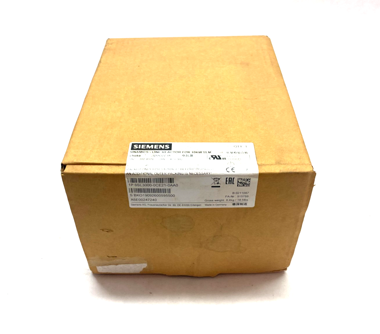Siemens 6SL3000-0CE21-0AA0 SINAMICS Line Reactor, 480V 10kW - Maverick Industrial Sales