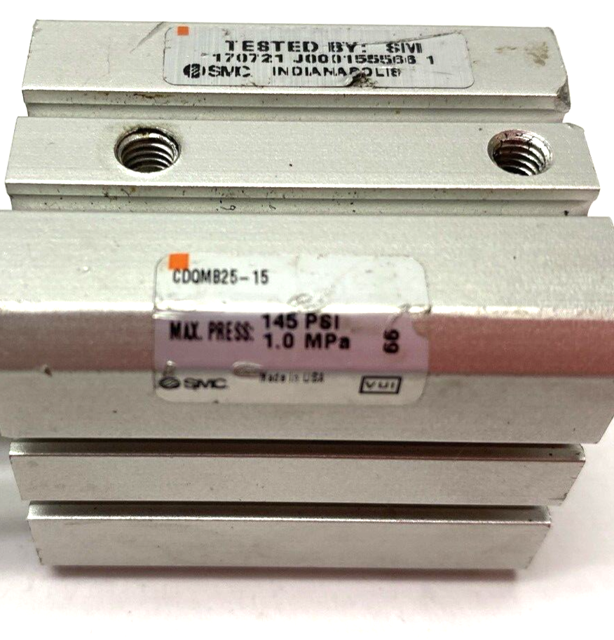 CDQMB25-15 | SMC Compact Guide Rod Cylinder 25mm Bore 15mm Stroke - Used - Maverick Industrial Sales