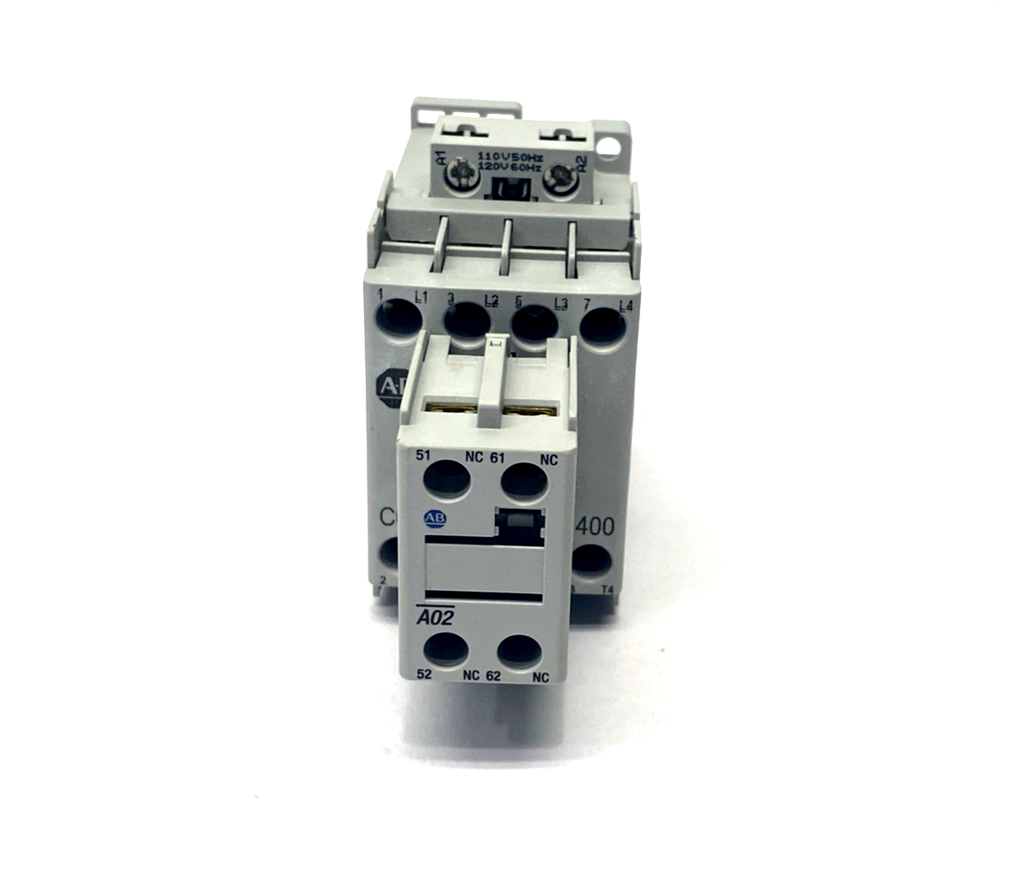 100-C09D400 | Allen Bradley Ser. A IEC 9A Contactor 100-F Auxiliary - Used - Maverick Industrial Sales