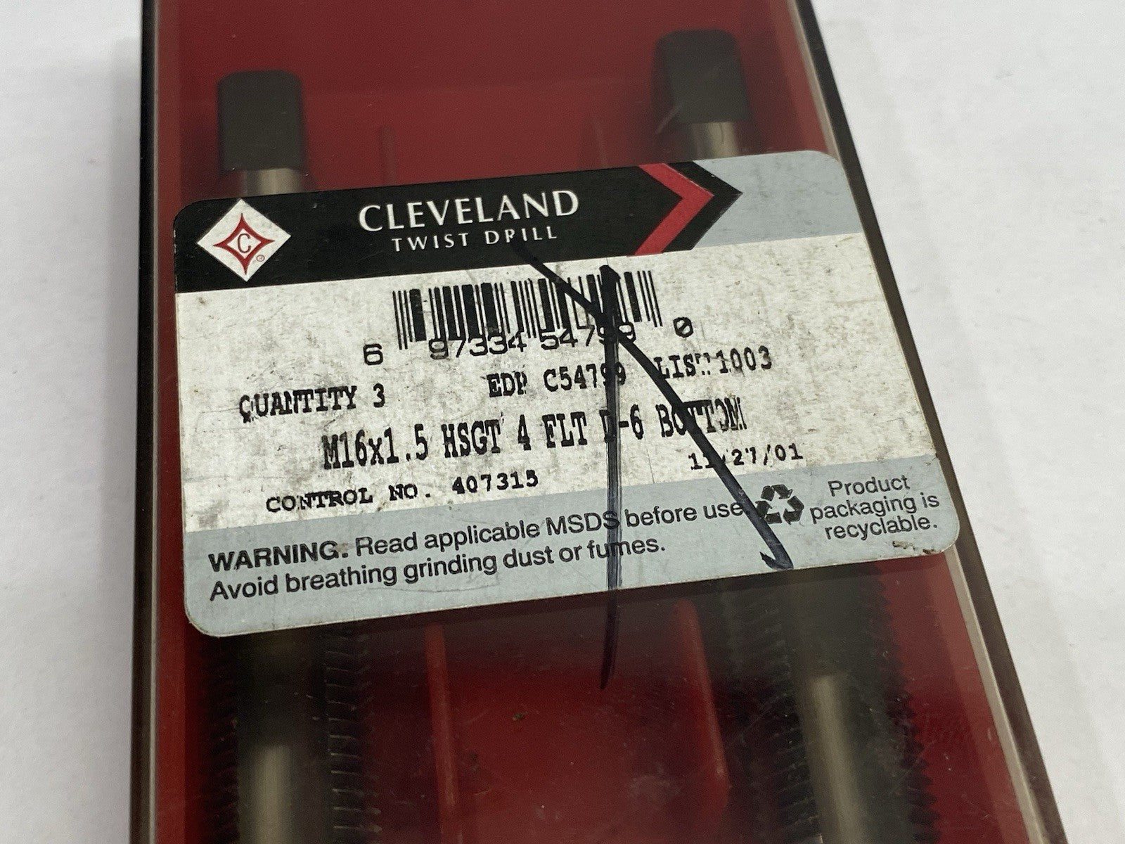 Cleveland C54799 Straight Flute Hand Tap M16x1.5 HSGT 4-Flute D-6 Bottom 2-PACK - Maverick Industrial Sales