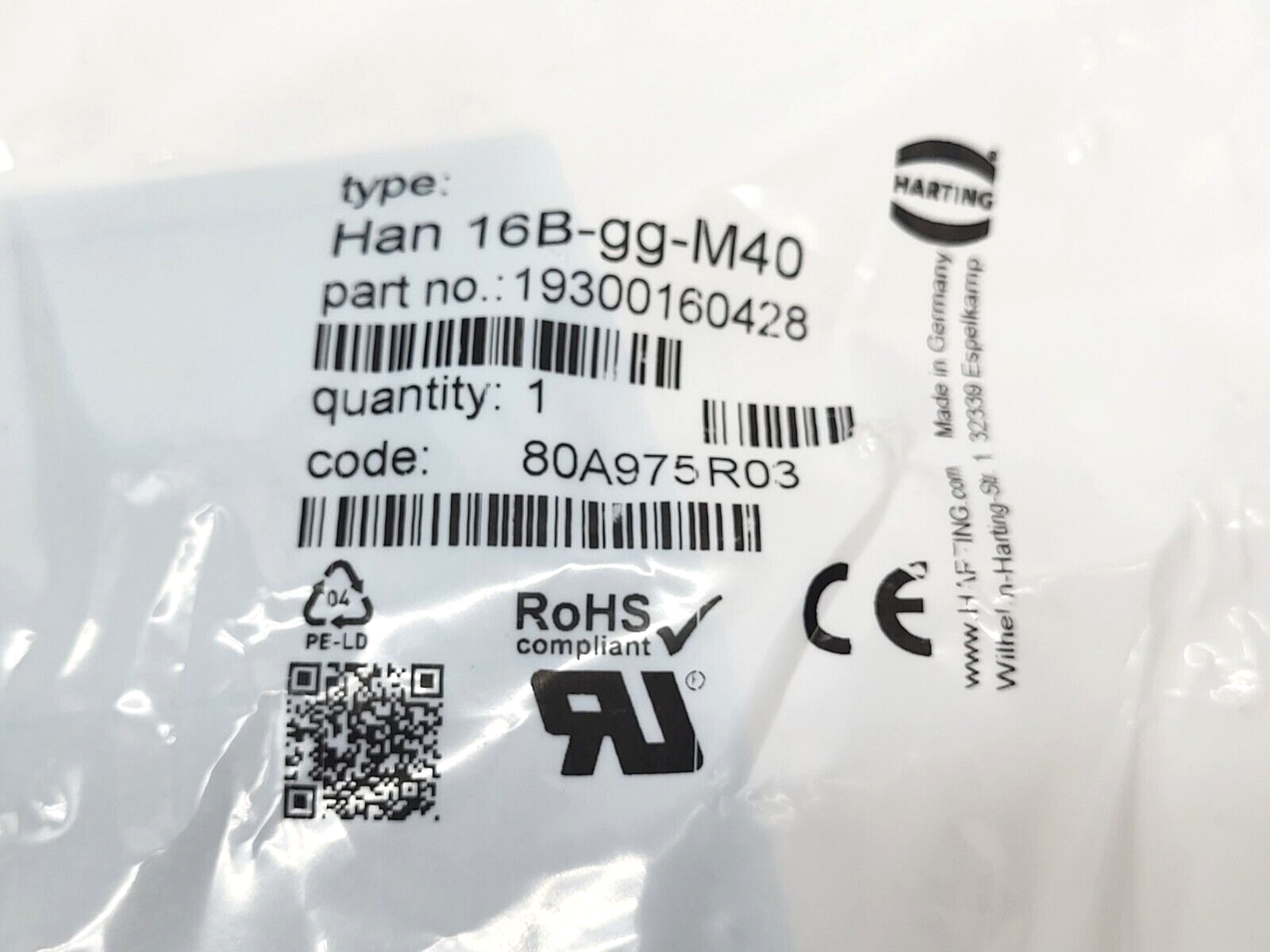 Harting 19300160428 Insert Housing Han B Hood Top Entry HC M40 - Maverick Industrial Sales