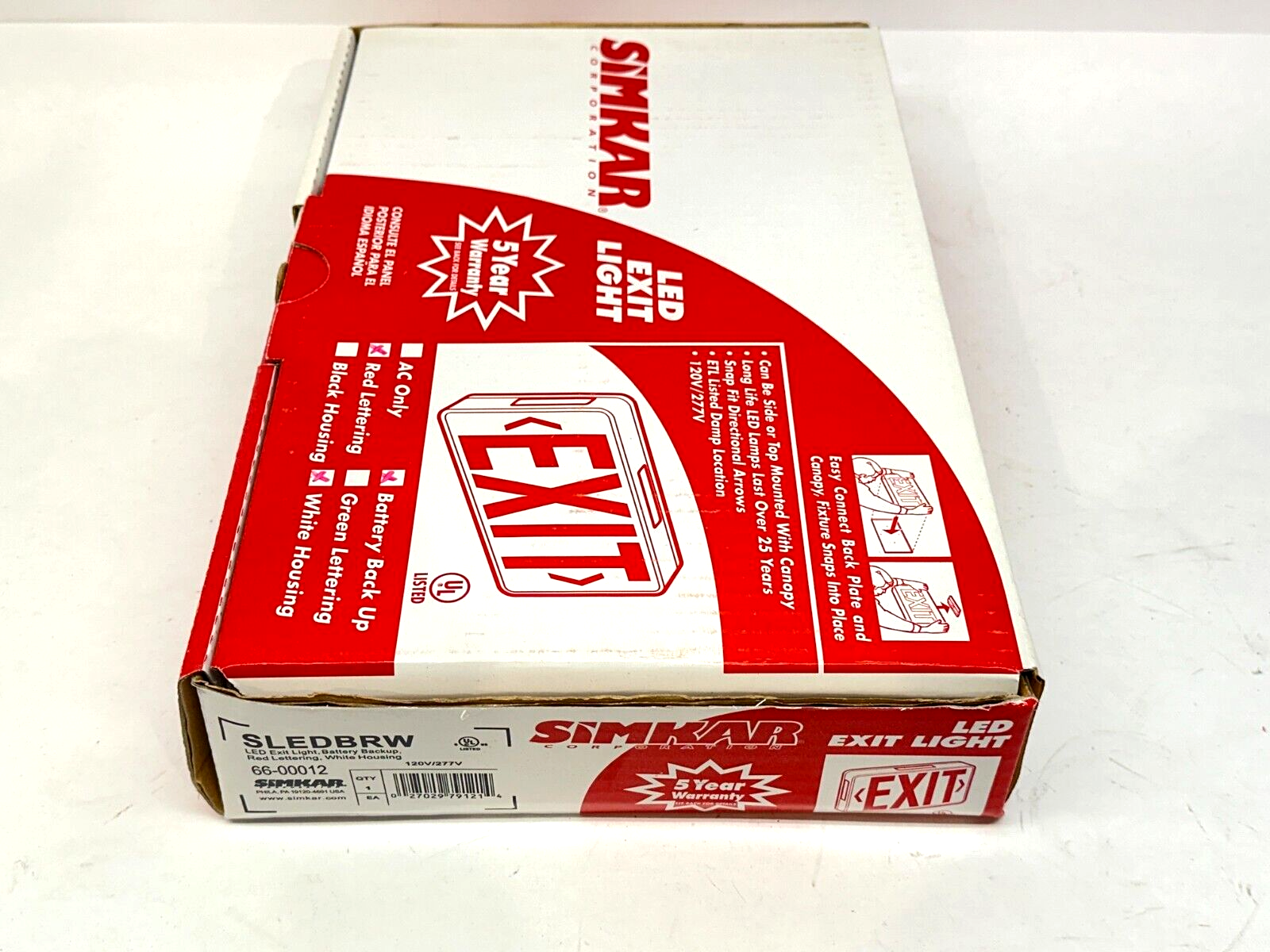 Simkar SLEDBRW Self-Powered LED Emergency Exit Light 4W 120/277V - Maverick Industrial Sales