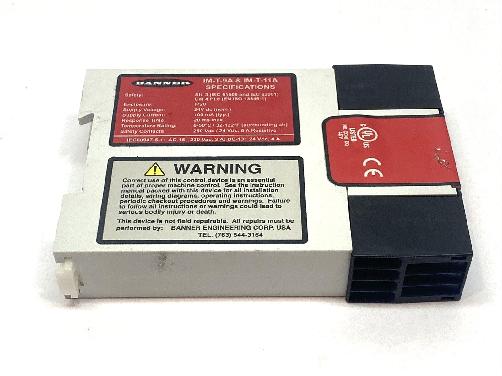Banner IM-T-9A Machine Safety Relay Interface Module IP20 24VDC - Maverick Industrial Sales
