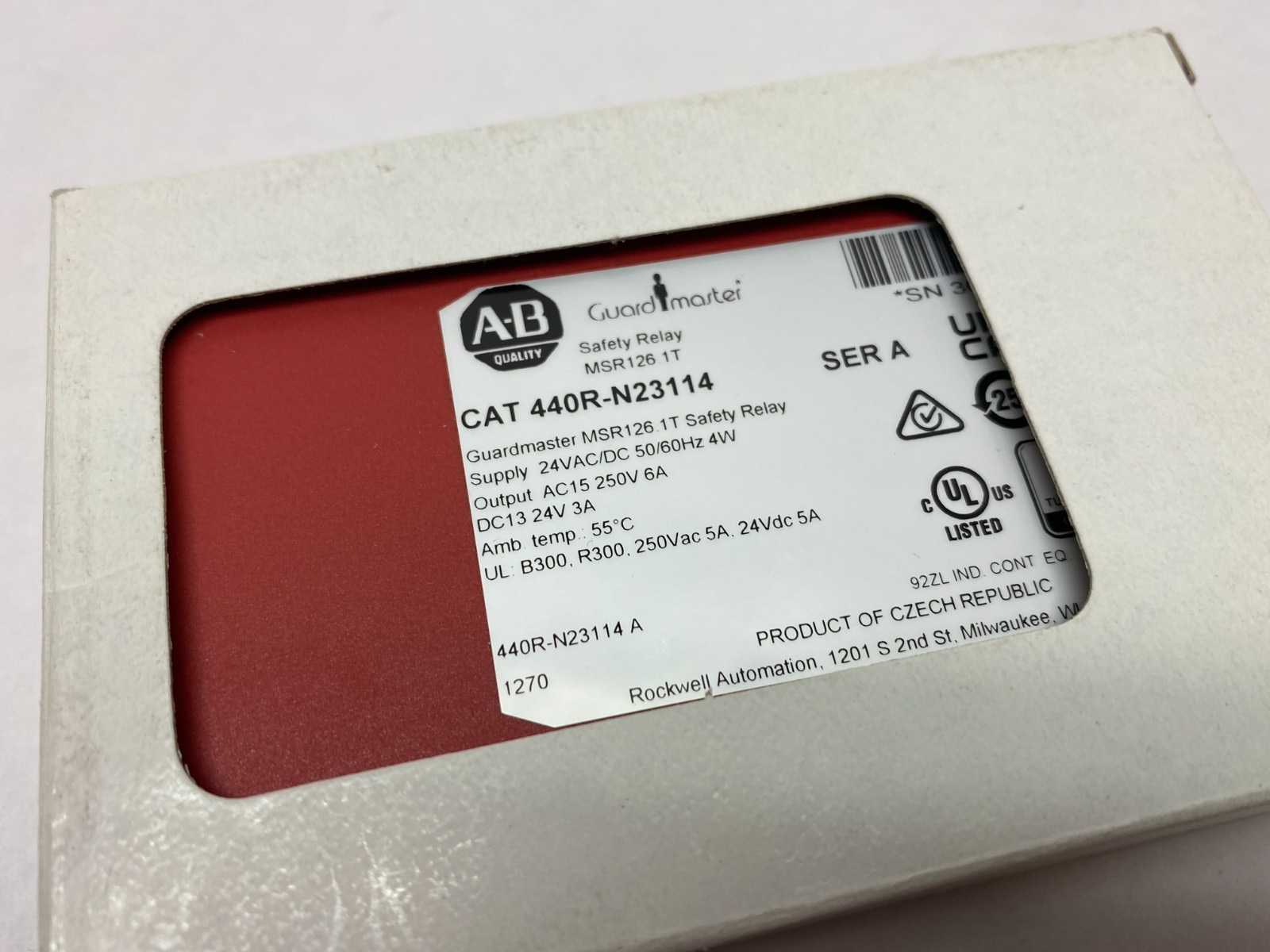 440R-N23114 | Allen Bradley Ser. A Guardmaster Safety Relay MSR126.1T Dual-Channel - New – Open box - Maverick Industrial Sales
