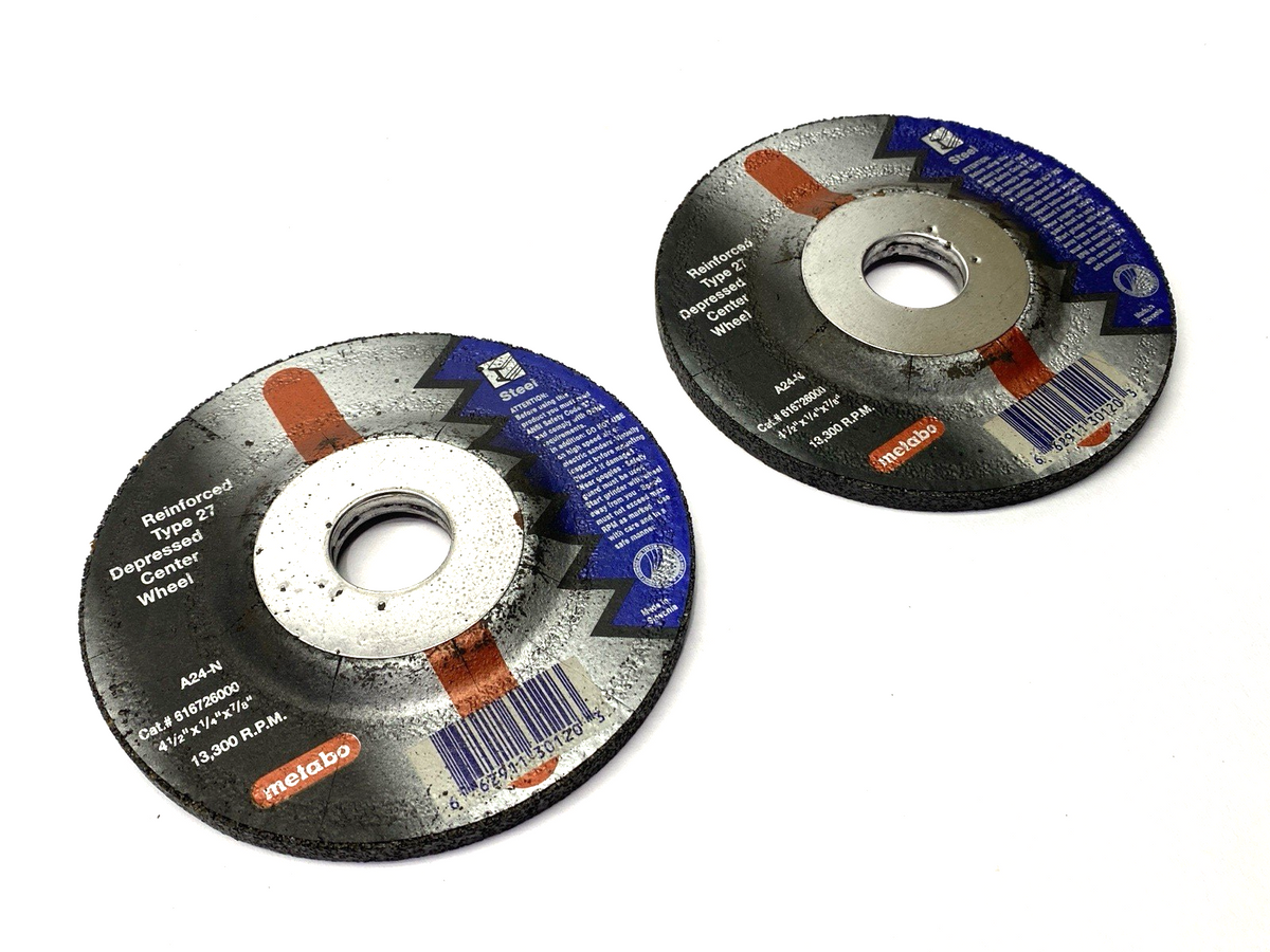 Metabo 616726000 Steel Grinding Wheel 4-1/2" x 1/4" x 7/8" 13,300RPM LOT OF 2 - Maverick Industrial Sales