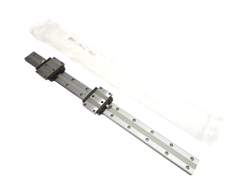 THK HRW21CA2UU+530L Linear Guide Rail Assembly, 530mm Long, Wide Rail, 2 Blocks - Maverick Industrial Sales