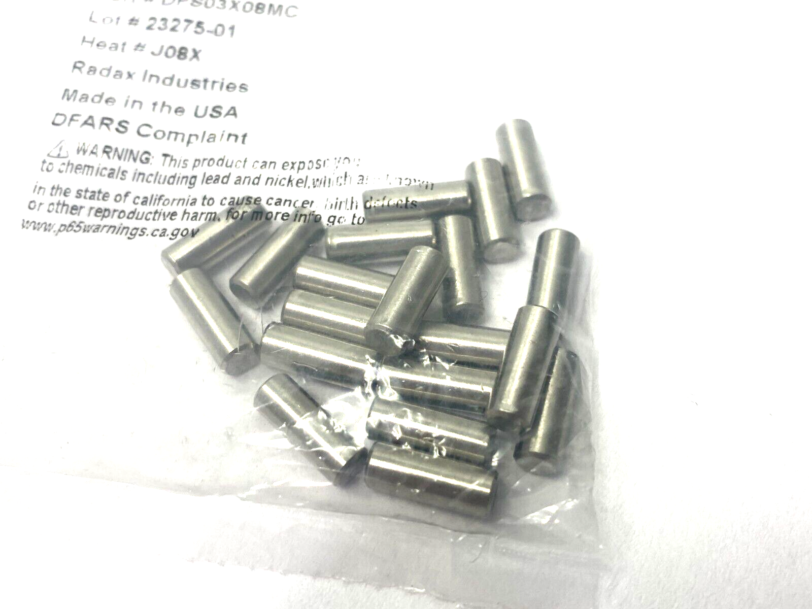 Radax Industries DPS03X08MC Stainless Steel Dowel Pin 3/16" x 1/2" PKG OF 20 - Maverick Industrial Sales