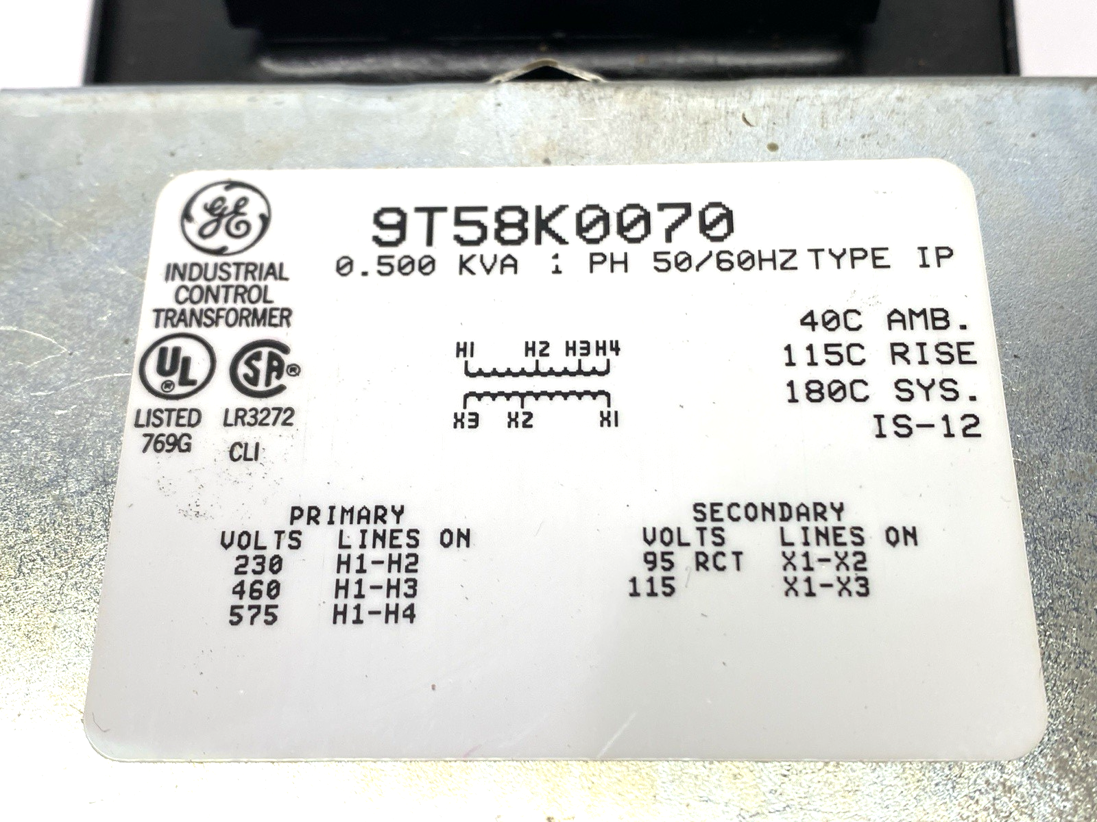 General Electric 9T58K0070 Industrial Control Transformer 1-Phase 575V 50/60Hz - Maverick Industrial Sales