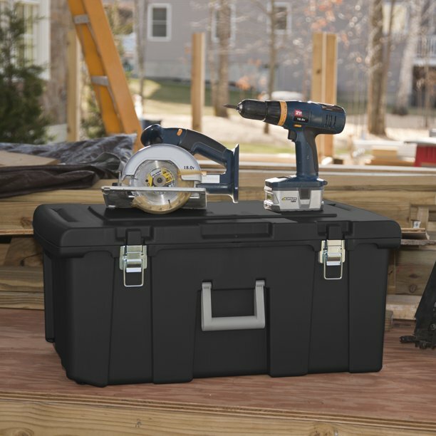 Sterilite 1842 Wheeled Storage Tote Black 31-1/4" x 17-5/8" x 13-7/8" Footlocker - Maverick Industrial Sales