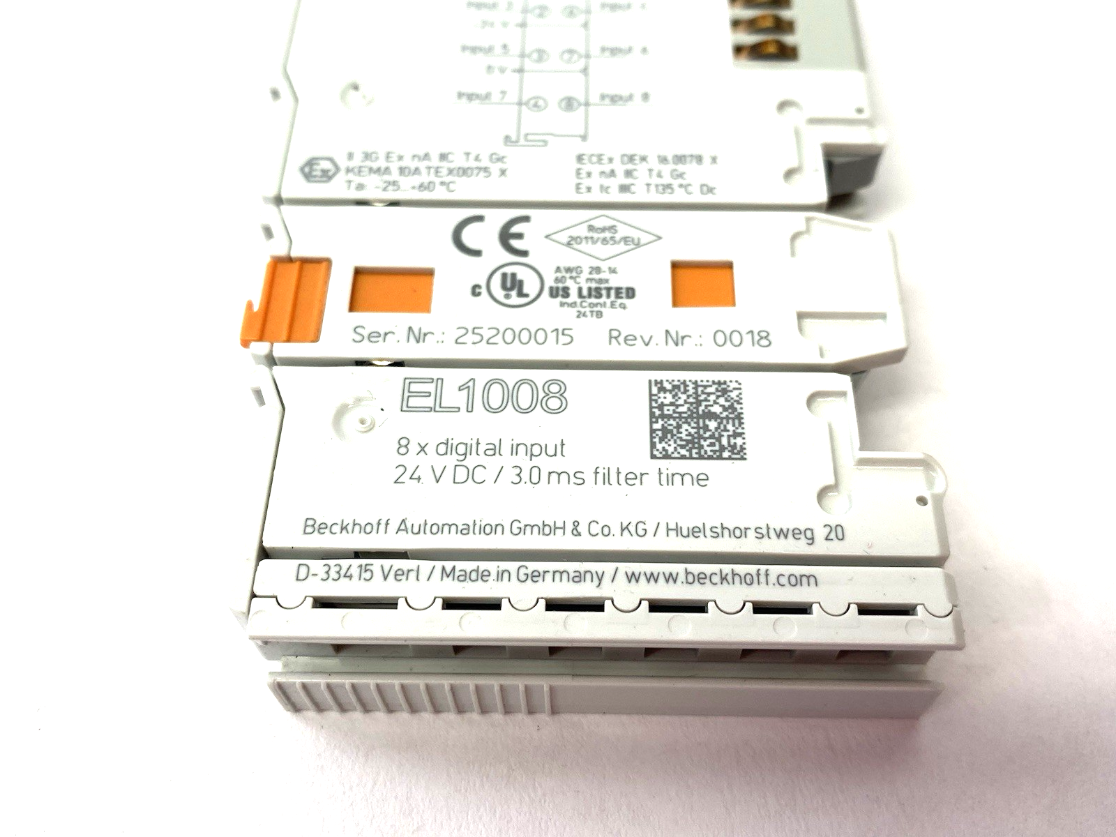 Beckhoff EL1008 EtherCAT Digital Input Terminal 8-Channel 24 V DC, 3 ms - Maverick Industrial Sales