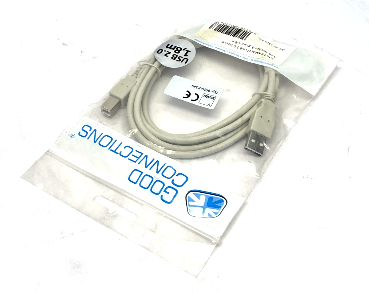 Good Connections 2510-2OF USB Cable 1.8m USB 2.0 USB A To USB B Grey LOT OF 2 - Maverick Industrial Sales