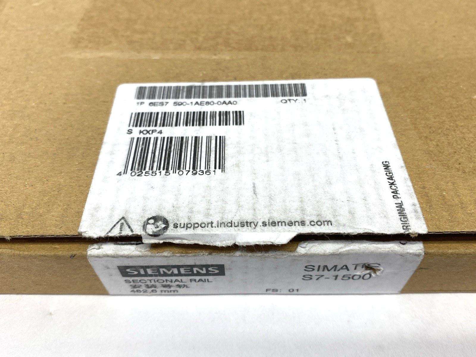 6ES7590-1AE80-0AA0 | Siemens SIMATIC S7-1500 Sectional Mounting Rail 482.6mm - New – Open box - Maverick Industrial Sales